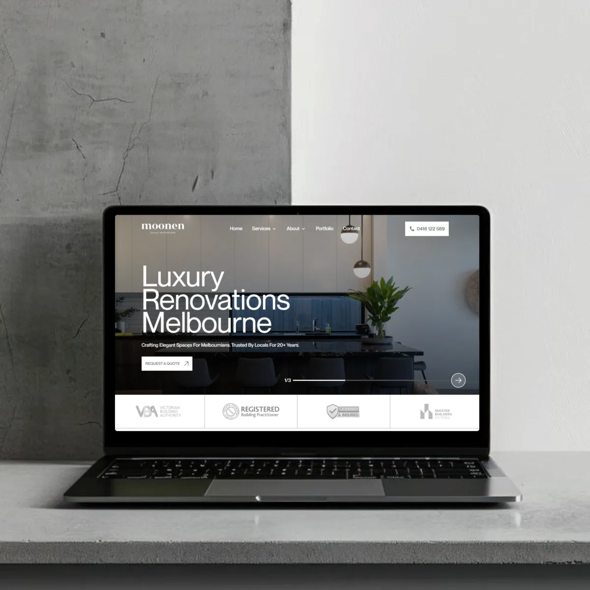 Moonen Luxury Renovations website